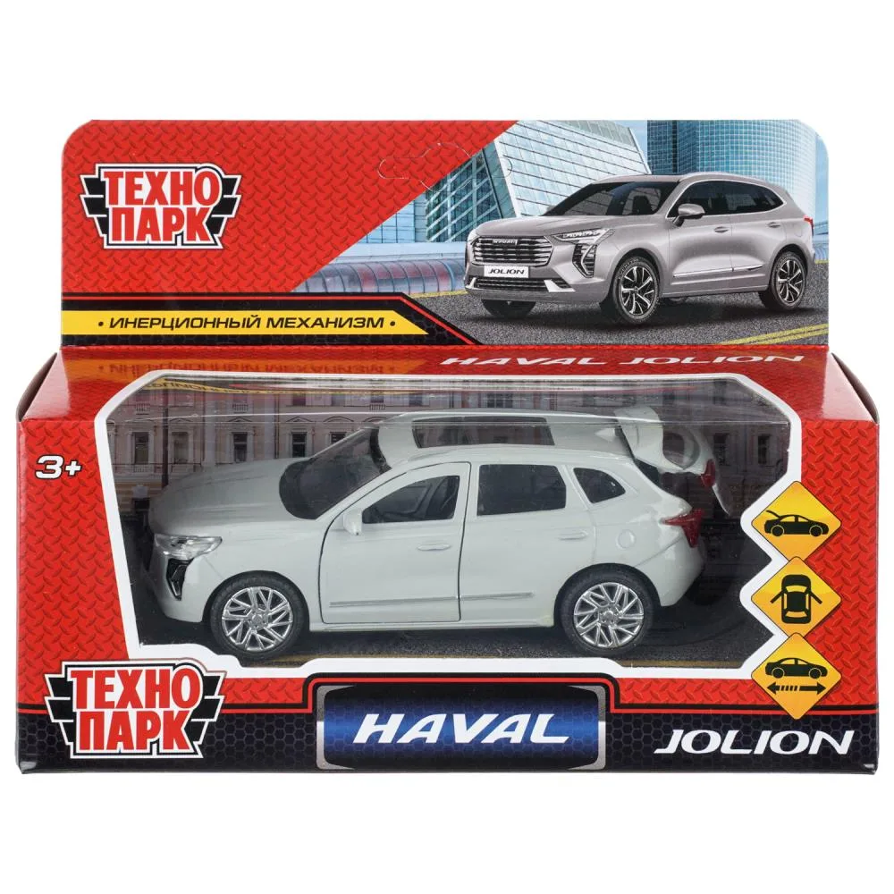Машинка металлическая Haval Jolion 12 см, открываются двери и багажник, серебристая Технопарк