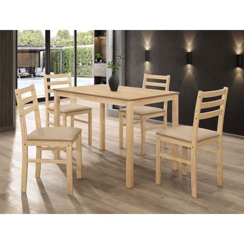 Стол для гостиной с 4 стульями SEATTLE (Натуральный) цвет дерева — фото 2