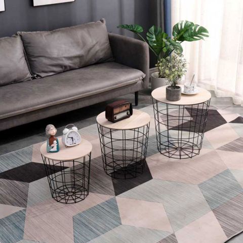 Журнальный столик 3 шт 39х31,5х41 цвет дерева, черный — фото 2