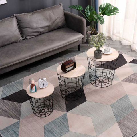 Журнальный столик 3 шт 39х31,5х41 цвет дерева, черный — фото 3