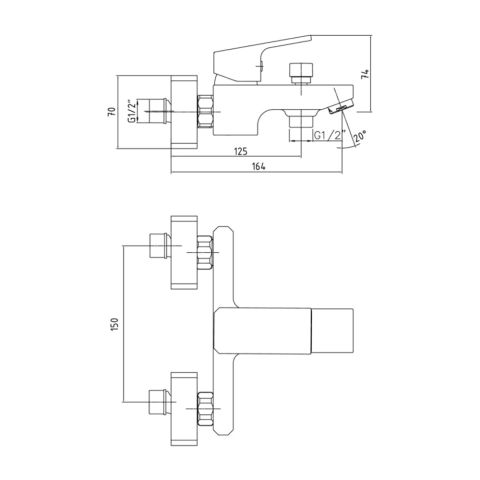 Смеситель для ванной комнаты Tiera черный 102102469C1EX — фото 2