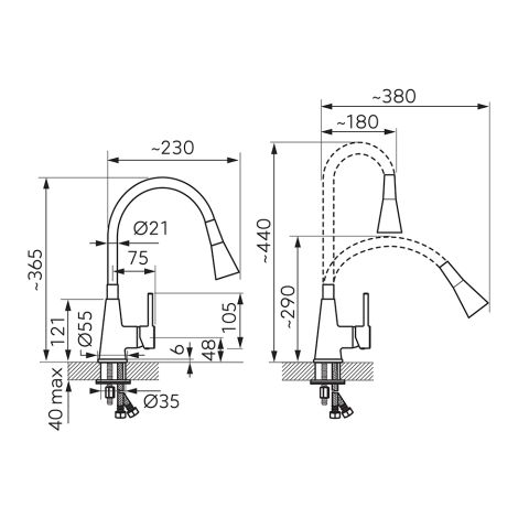 Смеситель кухонный ZUMBA II BZA42B — фото 2