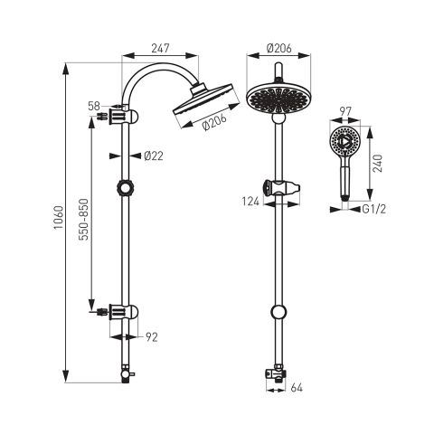 Душевая система черный RONDO NP21-BL — фото 2