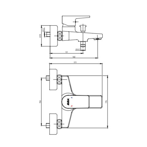 Смеситель для ванной комнаты Dalia 102102488EX — фото 2